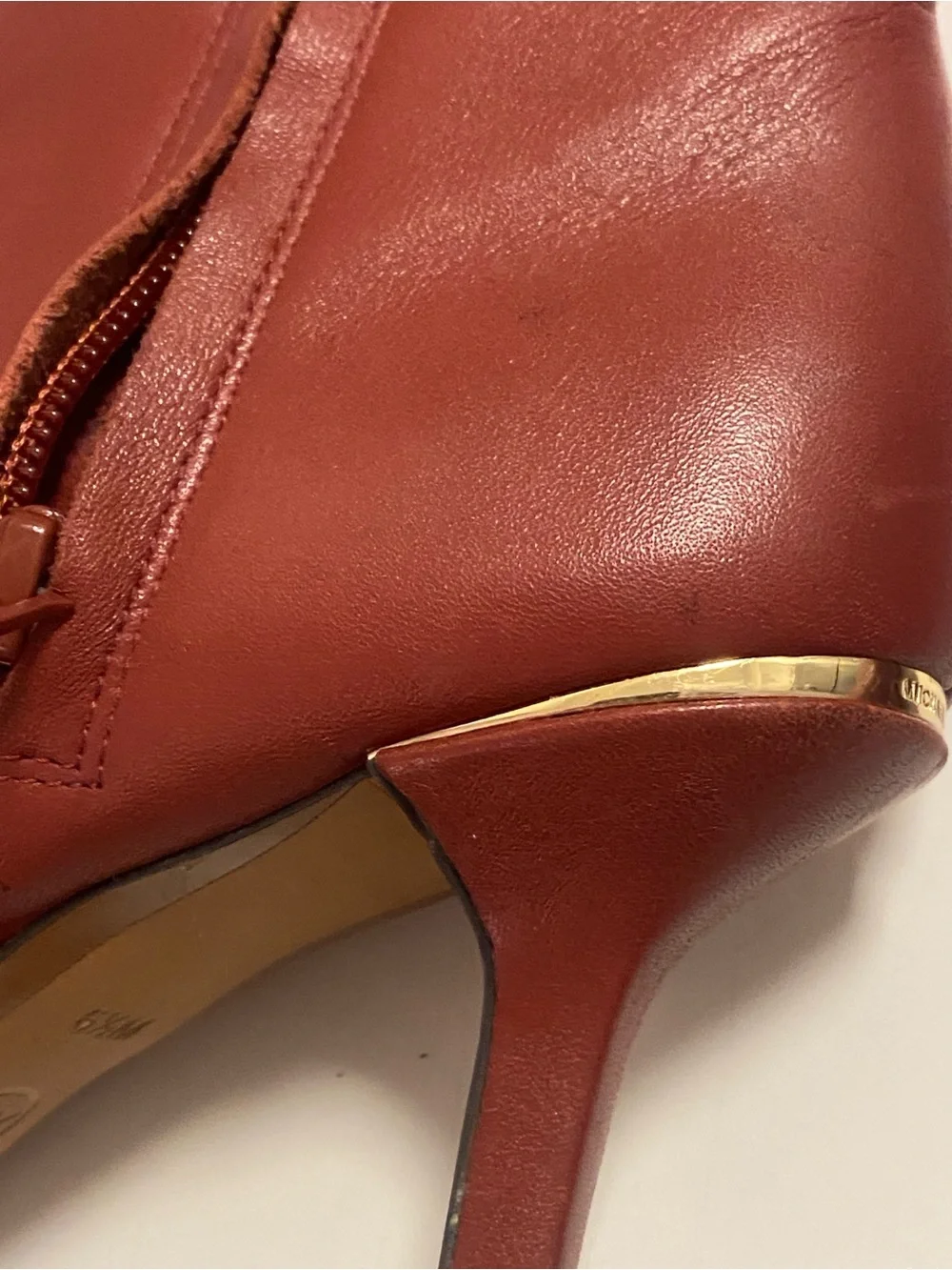 Michael Kors MK Pointed Toe Mid-Calf Leather Boots in Burgundy 6.5
